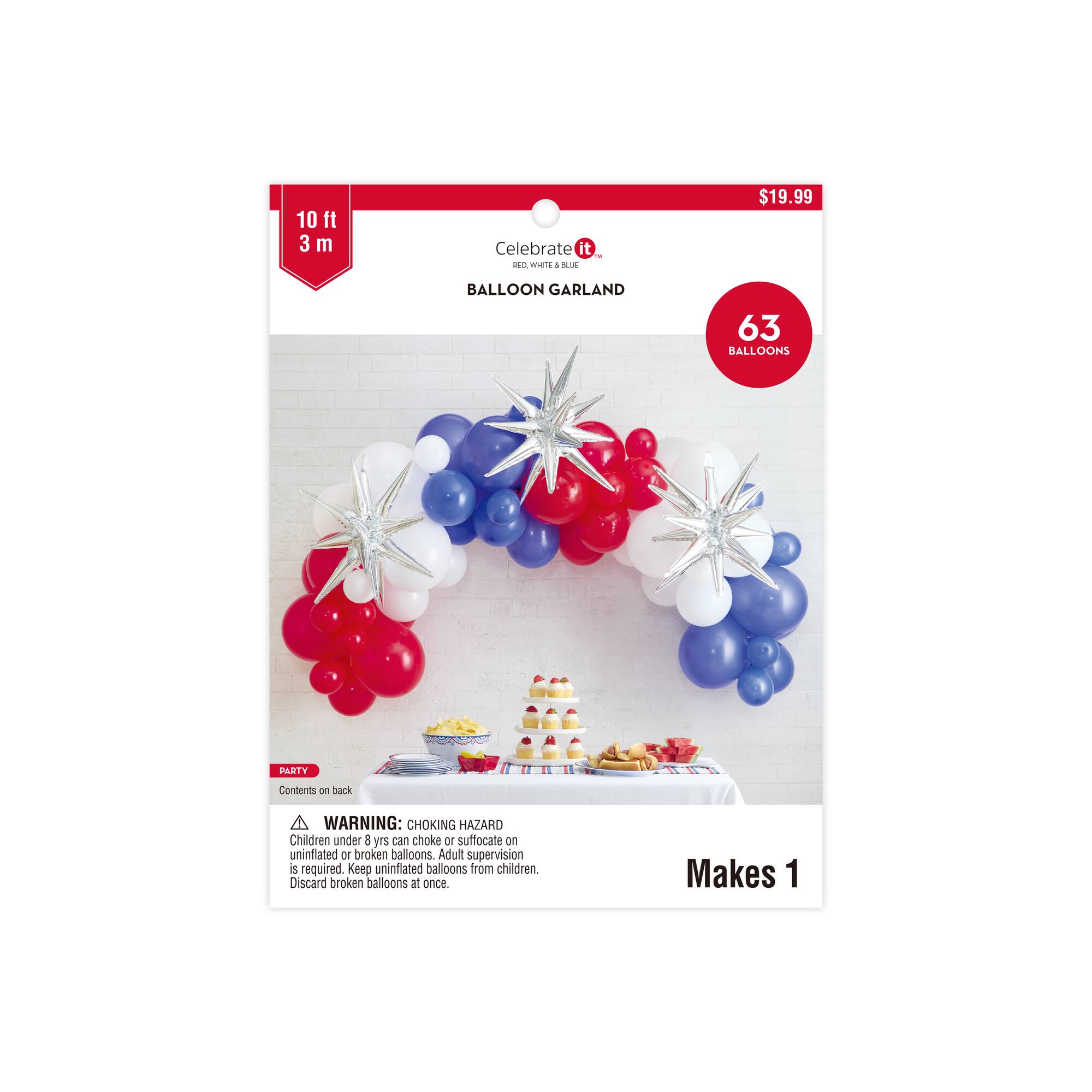 10ft. Red, White & Blue Balloon Garland Kit by Celebrate It™